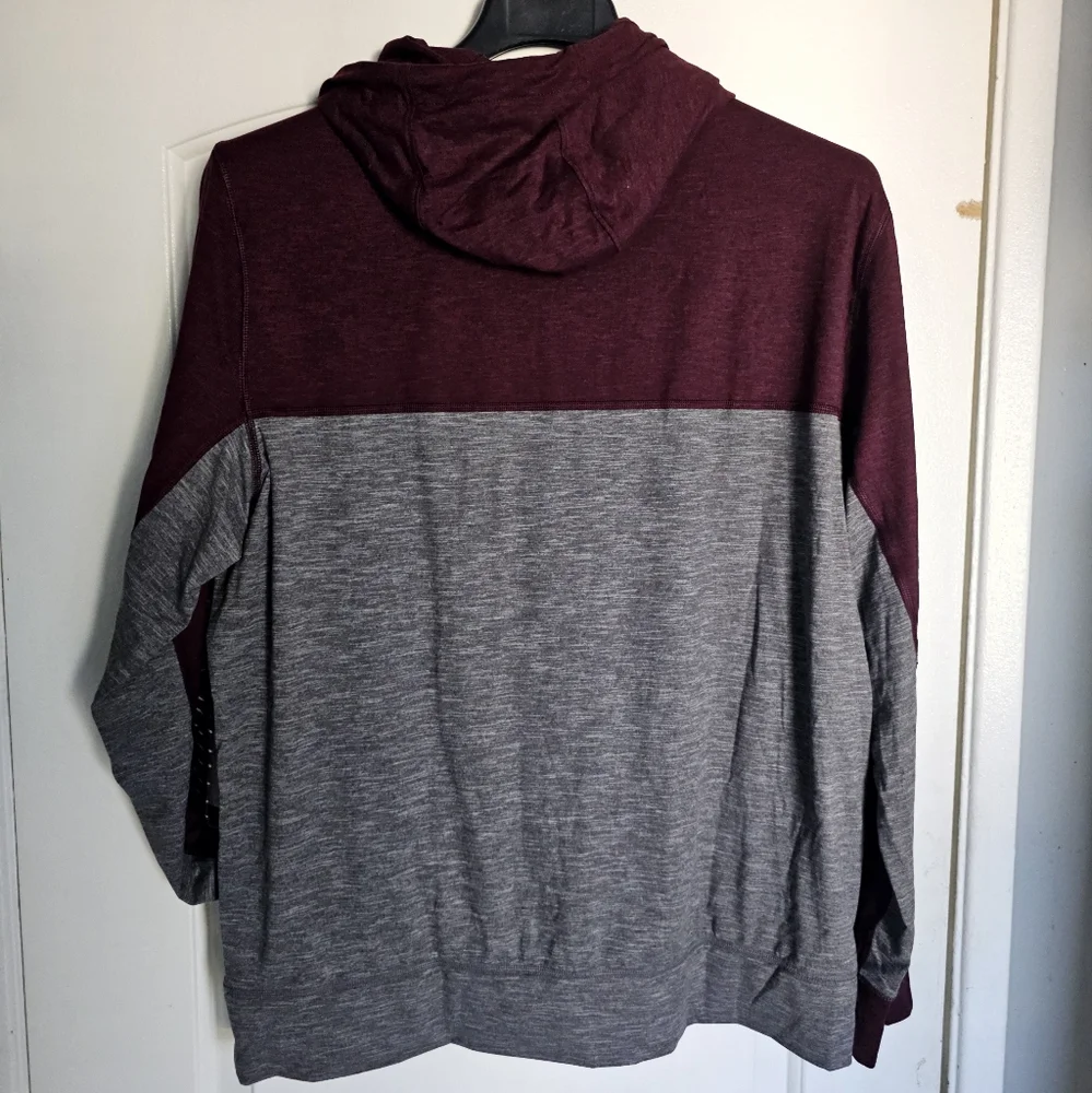 Men's Burgundy Gray Stretch Fabric Hoodie american eagle flex